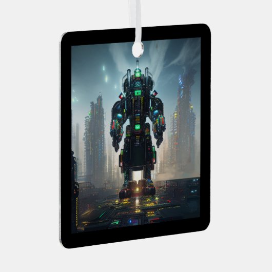 Robot 4 ornament vierkant metaal (Voorkant Rechts)