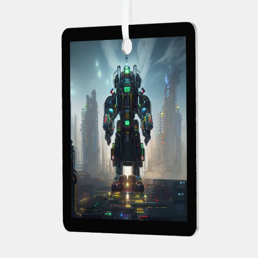 Robot 4 ornament vierkant metaal (Voorkant links)