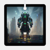 Robot 4 ornament vierkant metaal (Voorkant)