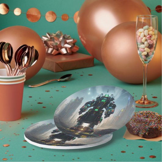 Robot 4 papieren borden bordje (Multi)