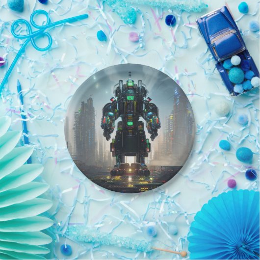 Robot 4 papieren borden papieren bordje (Feest)