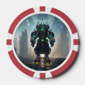 Robot 4 rood 5 gestreepte pokerchip (Voorkant)