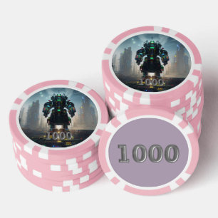 Robot 4 roze 1000 gestreepte pokerchip
