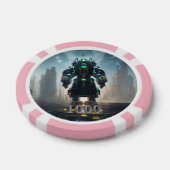 Robot 4 roze 1000 gestreepte pokerchip (Enkel)