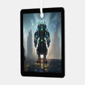 Robot 4 vierkante metalen ornament (Voorkant links)