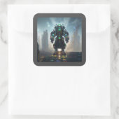 Robot 4 vierkante stickers (Tas)