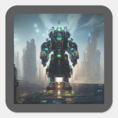 Robot 4 vierkante stickers (Voorkant)