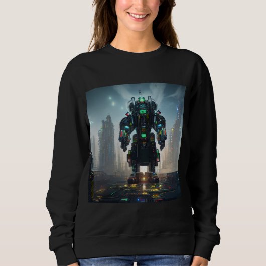Robot 4 vrouwen zwart sweatshirt (Voorkant)