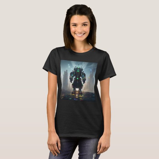 Robot 4 vrouwen zwart T-shirt (Voorkant volledig)