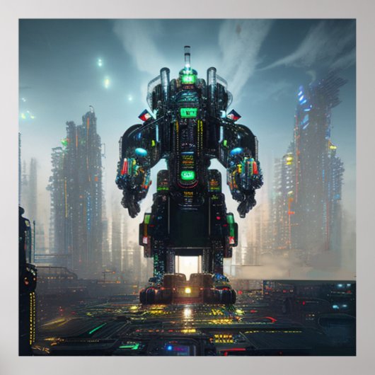 Robot 4 waarde matte poster (Voorkant)