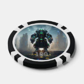 Robot 4 zwart 100 gestreepte pokerchip (Enkel)