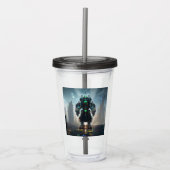 Robot 4 zwarte rook acryl tumbler acryl drinkbeker (Voorkant)