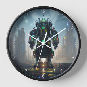 Robot 4 zwarte wandklok met cijfers