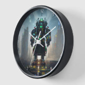 Robot 4 zwarte wandklok met cijfers (Hoek)