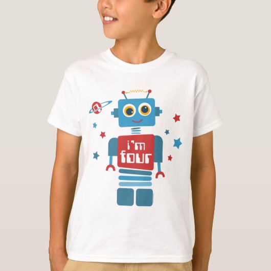 Robot 4e verjaardag t-shirt (Voorkant)