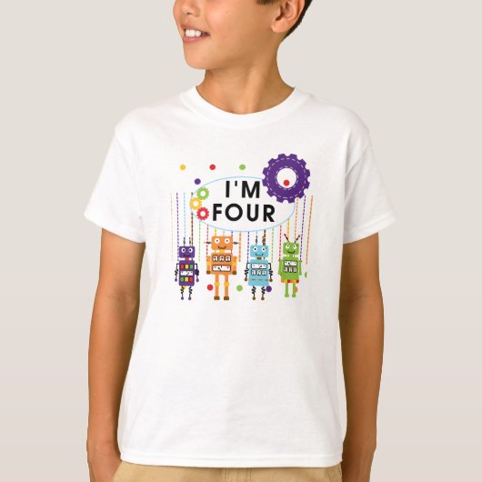 Robot 4e verjaardag Tshirts en geschenken (Voorkant)