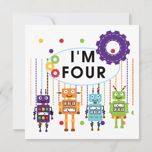 Robot 4e verjaardag Tshirts en geschenken Kaart (Voorkant)