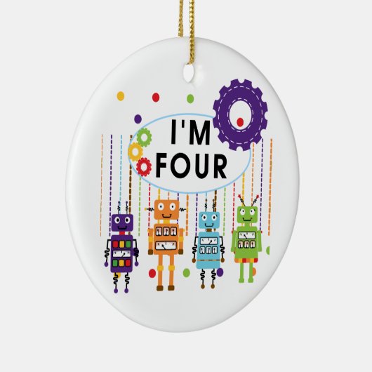 Robot 4e verjaardag Tshirts en geschenken Keramisch Ornament (Rechts)