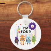 Robot 4e verjaardag Tshirts en geschenken Sleutelhanger (Voorkant)