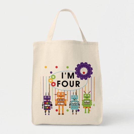 Robot 4e verjaardag Tshirts en geschenken Tote Bag (Voorkant)