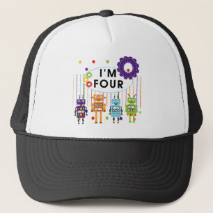 Robot 4e verjaardag Tshirts en geschenken Trucker Pet