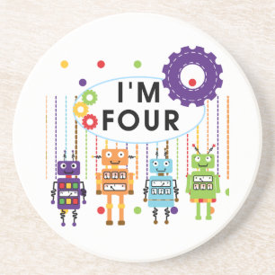 Robot 4e verjaardag Tshirts en geschenken Zandsteen Onderzetter