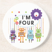 Robot 4e verjaardag Tshirts en geschenken Zandsteen Onderzetter (Voorkant)