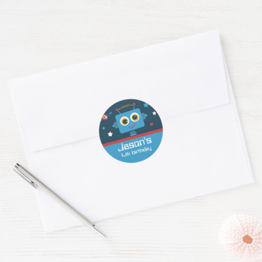 Robot 4th Birthday Custom Stickers (Envelop)