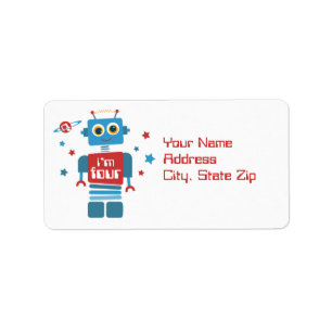 Robot 4th Birthday Label