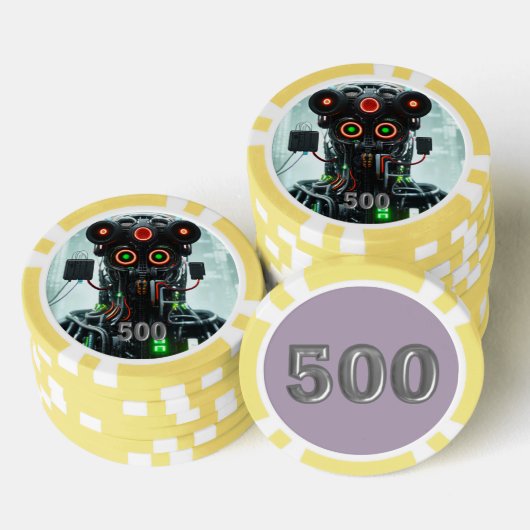 Robot 5 gele 500 gestreepte pokerchip (Opstapeling)