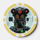 Robot 5 gele 500 gestreepte pokerchip (Voorkant)