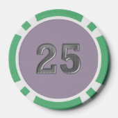 Robot 5 groene 25 gestreepte pokerchip (Achterkant)
