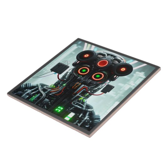 Robot 5 grote keramische tegel tegeltje (Zijkant)