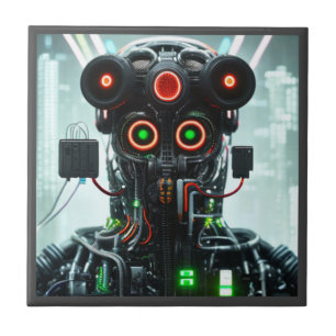 Robot 5 kleine keramische tegel tegeltje