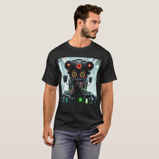 Robot 5 man zwart T-shirt (Voorkant volledig)