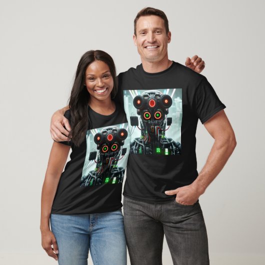 Robot 5 man zwart T-shirt (Unisex)
