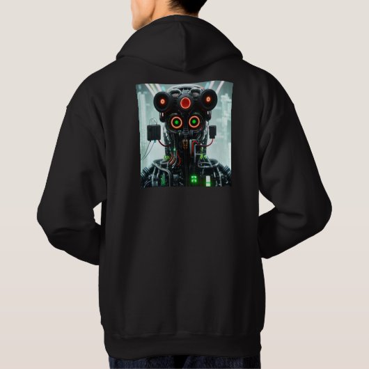 Robot 5 mannen zwart sweatshirt met capuchon (Achterkant)