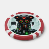Robot 5 rood 5 gestreepte pokerchip (Enkel)