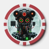 Robot 5 rood 5 gestreepte pokerchip (Voorkant)