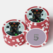 Robot 5 rood 5 gestreepte pokerchip (Opstapeling)