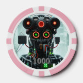 Robot 5 roze 1000 gestreepte pokerchip (Voorkant)