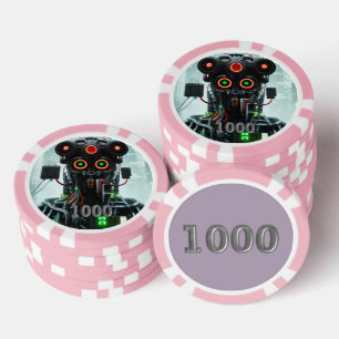 Robot 5 roze 1000 gestreepte pokerchip