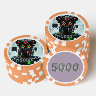 Robot 5 sinaasappel 5000 gestreepte pokerchip