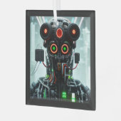 Robot 5 vierkant glazen ornament (Voorkant links)