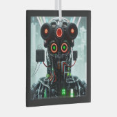 Robot 5 vierkant glazen ornament (Voorkant Rechts)