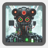 Robot 5 vierkante stickers (Voorkant)