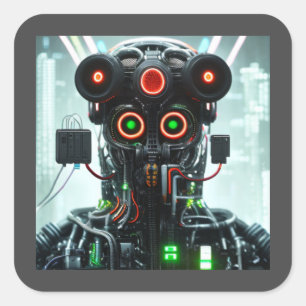 Robot 5 vierkante stickers
