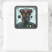 Robot 5 vierkante stickers (Tas)