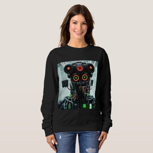Robot 5 vrouwen zwart sweatshirt (Voorkant volledig)