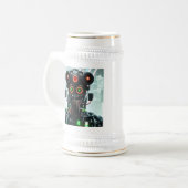 Robot 5 wit stein gouden sieraad bierpul (Voorkant links)